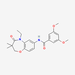 molecular formula C22H26N2O5 B2526773 N-(5-乙基-3,3-二甲基-4-氧代-2,3,4,5-四氢苯并[b][1,4]恶二杂环庚-7-基)-3,5-二甲氧基苯甲酰胺 CAS No. 921836-91-1