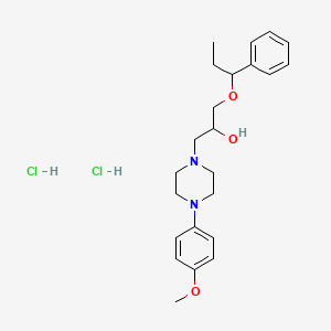 molecular formula C23H34Cl2N2O3 B2526779 1-(4-(4-Methoxyphenyl)piperazin-1-yl)-3-(1-phenylpropoxy)propan-2-ol dihydrochloride CAS No. 1217007-21-0