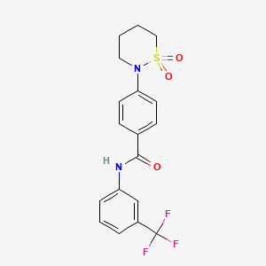 molecular formula C18H17F3N2O3S B2526785 4-(1,1-dioxothiazinan-2-yl)-N-[3-(trifluoromethyl)phenyl]benzamide CAS No. 899994-57-1