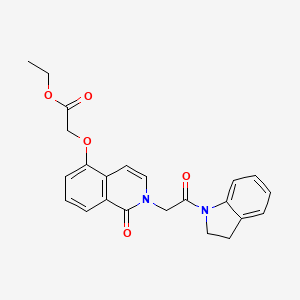 molecular formula C23H22N2O5 B2526786 2-[[2-[2-(2,3-Dihydroindol-1-yl)-2-oxoethyl]-1-oxo-5-isoquinolinyl]oxy]acetic acid ethyl ester CAS No. 868223-79-4