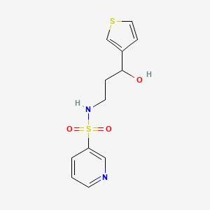 molecular formula C12H14N2O3S2 B2526787 N-(3-hydroxy-3-(thiophen-3-yl)propyl)pyridine-3-sulfonamide CAS No. 2034549-05-6