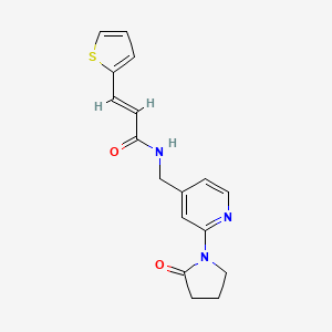 (E)-N-((2-(2-oxopyrrolidin-1-yl)pyridin-4-yl)methyl)-3-(thiophen-2-yl)acrylamide