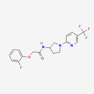 molecular formula C18H17F4N3O2 B2526834 2-(2-氟苯氧基)-N-[1-[5-(三氟甲基)吡啶-2-基]吡咯烷-3-基]乙酰胺 CAS No. 1797281-22-1
