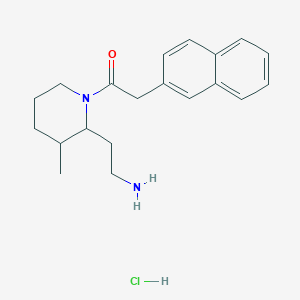 molecular formula C20H27ClN2O B2526838 1-[2-(2-氨基乙基)-3-甲基哌啶-1-基]-2-萘-2-基乙酮;盐酸盐 CAS No. 2418679-71-5