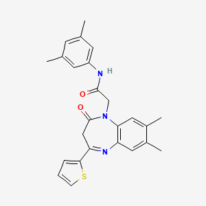 molecular formula C25H25N3O2S B2526841 2-[7,8-dimethyl-2-oxo-4-(2-thienyl)-2,3-dihydro-1H-1,5-benzodiazepin-1-yl]-N-(3,5-dimethylphenyl)acetamide CAS No. 1251673-48-9