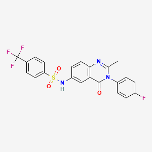 molecular formula C22H15F4N3O3S B2526843 N-(3-(4-fluorophenyl)-2-methyl-4-oxo-3,4-dihydroquinazolin-6-yl)-4-(trifluoromethyl)benzenesulfonamide CAS No. 1105238-96-7