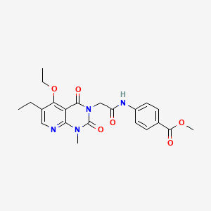 molecular formula C22H24N4O6 B2526848 methyl 4-(2-(5-ethoxy-6-ethyl-1-methyl-2,4-dioxo-1,2-dihydropyrido[2,3-d]pyrimidin-3(4H)-yl)acetamido)benzoate CAS No. 1005298-20-3