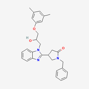 molecular formula C29H31N3O3 B2526854 1-benzyl-4-{1-[3-(3,5-dimethylphenoxy)-2-hydroxypropyl]-1H-benzimidazol-2-yl}pyrrolidin-2-one CAS No. 1110972-86-5