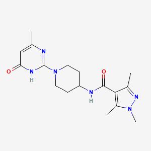 1,3,5-trimethyl-N-(1-(4-methyl-6-oxo-1,6-dihydropyrimidin-2-yl)piperidin-4-yl)-1H-pyrazole-4-carboxamide