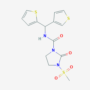 3-(methylsulfonyl)-2-oxo-N-(thiophen-2-yl(thiophen-3-yl)methyl)imidazolidine-1-carboxamide