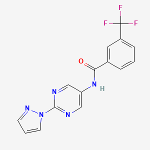 molecular formula C15H10F3N5O B2526879 N-(2-(1H-pyrazol-1-yl)pyrimidin-5-yl)-3-(trifluoromethyl)benzamide CAS No. 1421501-51-0