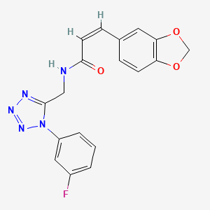 (Z)-3-(benzo[d][1,3]dioxol-5-yl)-N-((1-(3-fluorophenyl)-1H-tetrazol-5-yl)methyl)acrylamide