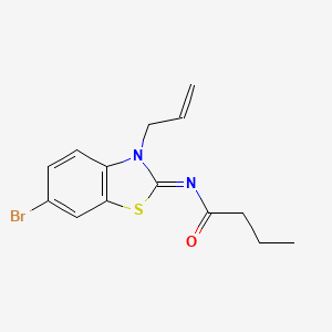 molecular formula C14H15BrN2OS B2526897 (Z)-N-(3-烯丙基-6-溴苯并[d]噻唑-2(3H)-亚甲基)丁酰胺 CAS No. 865175-25-3