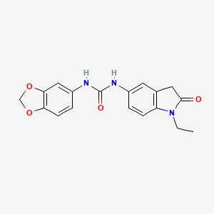 molecular formula C18H17N3O4 B2526913 1-(苯并[d][1,3]二氧杂环-5-基)-3-(1-乙基-2-氧代吲哚林-5-基)脲 CAS No. 1170002-08-0