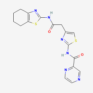 molecular formula C17H16N6O2S2 B2526914 N-(4-(2-oxo-2-((4,5,6,7-tetrahydrobenzo[d]thiazol-2-yl)amino)ethyl)thiazol-2-yl)pyrazine-2-carboxamide CAS No. 1211352-76-9