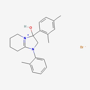 3-(2,4-Dimethylphenyl)-3-hydroxy-1-(o-tolyl)-2,3,5,6,7,8-hexahydroimidazo[1,2-a]pyridin-1-ium bromide