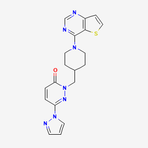 molecular formula C19H19N7OS B2526921 6-(1H-pyrazol-1-yl)-2-[(1-{thieno[3,2-d]pyrimidin-4-yl}piperidin-4-yl)methyl]-2,3-dihydropyridazin-3-one CAS No. 2097918-09-5