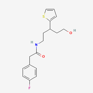 molecular formula C17H20FNO2S B2526928 2-(4-fluorophenyl)-N-(5-hydroxy-3-(thiophen-2-yl)pentyl)acetamide CAS No. 2034507-36-1