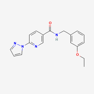 molecular formula C18H18N4O2 B2526940 N-(3-ethoxybenzyl)-6-(1H-pyrazol-1-yl)nicotinamide CAS No. 1251691-47-0