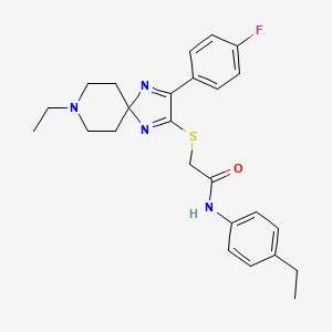 2-((8-ethyl-3-(4-fluorophenyl)-1,4,8-triazaspiro[4.5]deca-1,3-dien-2-yl)thio)-N-(4-ethylphenyl)acetamide