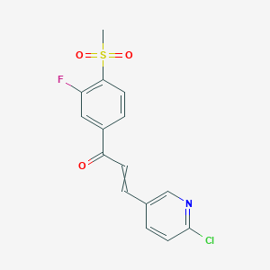 molecular formula C15H11ClFNO3S B2526947 3-(6-Chloropyridin-3-yl)-1-(3-fluoro-4-methanesulfonylphenyl)prop-2-en-1-one CAS No. 1394802-87-9