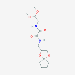 molecular formula C14H24N2O6 B2526949 N1-(1,4-dioxaspiro[4.4]nonan-2-ylmethyl)-N2-(2,2-dimethoxyethyl)oxalamide CAS No. 899963-11-2