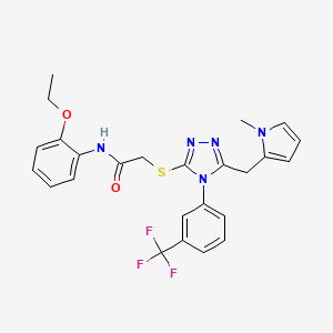 molecular formula C25H24F3N5O2S B2526952 N-(2-ethoxyphenyl)-2-((5-((1-methyl-1H-pyrrol-2-yl)methyl)-4-(3-(trifluoromethyl)phenyl)-4H-1,2,4-triazol-3-yl)thio)acetamide CAS No. 896677-66-0