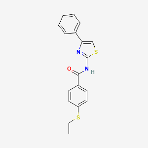 molecular formula C18H16N2OS2 B2526990 4-(乙硫基)-N-(4-苯基噻唑-2-基)苯甲酰胺 CAS No. 922622-91-1