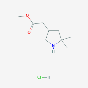molecular formula C9H18ClNO2 B2527005 Methyl 2-(5,5-dimethylpyrrolidin-3-yl)acetate;hydrochloride CAS No. 2402837-41-4