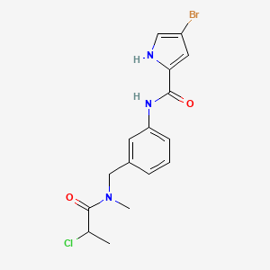 molecular formula C16H17BrClN3O2 B2527021 4-Bromo-N-[3-[[2-chloropropanoyl(methyl)amino]methyl]phenyl]-1H-pyrrole-2-carboxamide CAS No. 2411257-06-0