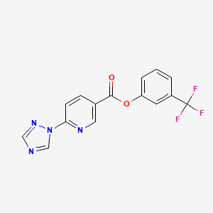 molecular formula C15H9F3N4O2 B2527024 3-(三氟甲基)苯基 6-(1H-1,2,4-三唑-1-基)烟酸酯 CAS No. 400079-25-6