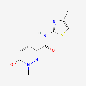 molecular formula C10H10N4O2S B2527032 1-methyl-N-(4-methylthiazol-2-yl)-6-oxo-1,6-dihydropyridazine-3-carboxamide CAS No. 746606-46-2