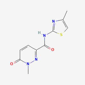 molecular formula C10H10N4O2S B2527032 1-méthyl-N-(4-méthylthiazol-2-yl)-6-oxo-1,6-dihydropyridazine-3-carboxamide CAS No. 746606-46-2