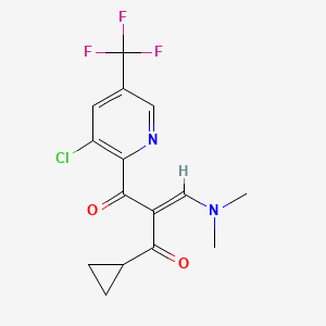 molecular formula C15H14ClF3N2O2 B2527039 (2E)-1-[3-chloro-5-(trifluoromethyl)pyridin-2-yl]-3-cyclopropyl-2-[(dimethylamino)methylidene]propane-1,3-dione CAS No. 155376-87-7