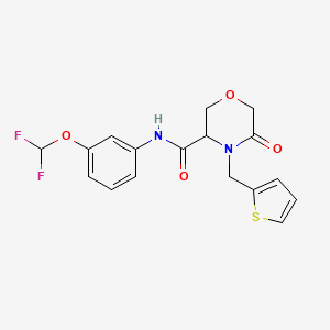 molecular formula C17H16F2N2O4S B2527043 N-(3-(difluoromethoxy)phenyl)-5-oxo-4-(thiophen-2-ylmethyl)morpholine-3-carboxamide CAS No. 1421441-50-0