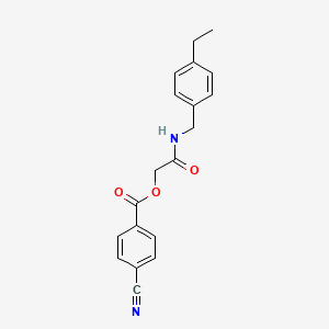 molecular formula C19H18N2O3 B2527046 2-((4-Ethylbenzyl)amino)-2-oxoethyl 4-cyanobenzoate CAS No. 1291841-78-5