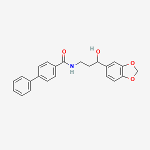 molecular formula C23H21NO4 B2527047 N-(3-(苯并[d][1,3]二氧杂环戊烯-5-基)-3-羟丙基)-[1,1'-联苯]-4-甲酰胺 CAS No. 1421442-87-6