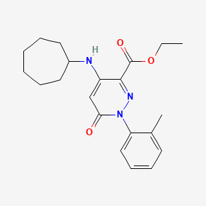 molecular formula C21H27N3O3 B2527053 4-(环庚基氨基)-1-(2-甲基苯基)-6-氧代-1,6-二氢吡哒嗪-3-羧酸乙酯 CAS No. 923692-69-7