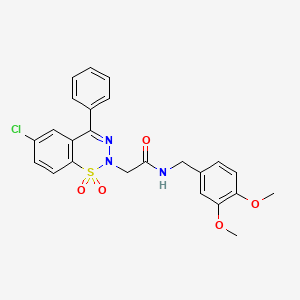 molecular formula C24H22ClN3O5S B2527058 2-(6-chloro-1,1-dioxido-4-phenyl-2H-1,2,3-benzothiadiazin-2-yl)-N-(3,4-dimethoxybenzyl)acetamide CAS No. 1031669-91-6