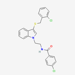 molecular formula C24H20Cl2N2OS B2527059 4-chloro-N-[2-[3-[(2-chlorophenyl)methylsulfanyl]indol-1-yl]ethyl]benzamide CAS No. 532972-26-2