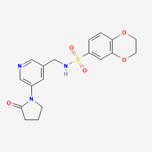 molecular formula C18H19N3O5S B2527060 N-{[5-(2-oxopyrrolidin-1-yl)pyridin-3-yl]methyl}-2,3-dihydro-1,4-benzodioxine-6-sulfonamide CAS No. 2097860-73-4