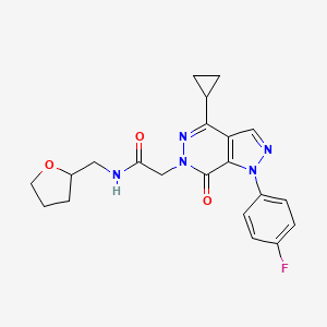 2-(4-cyclopropyl-1-(4-fluorophenyl)-7-oxo-1H-pyrazolo[3,4-d]pyridazin-6(7H)-yl)-N-((tetrahydrofuran-2-yl)methyl)acetamide