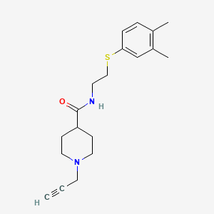 molecular formula C19H26N2OS B2527096 N-[2-(3,4-二甲苯基)硫代乙基]-1-炔丙基哌啶-4-甲酰胺 CAS No. 1241487-01-3