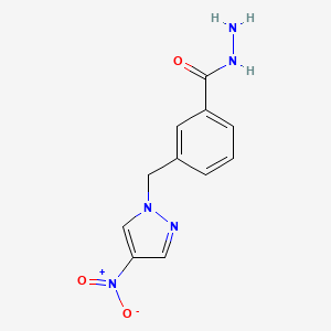 molecular formula C11H11N5O3 B2527105 3-[(4-nitro-1H-pyrazol-1-yl)methyl]benzohydrazide CAS No. 387345-01-9