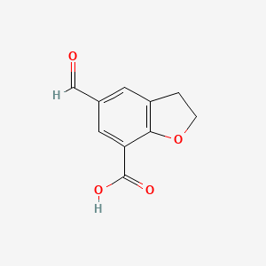 molecular formula C10H8O4 B2527111 5-Formyl-2,3-dihydro-1-benzofuran-7-carboxylic acid CAS No. 2344685-65-8