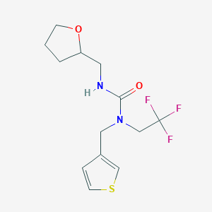 molecular formula C13H17F3N2O2S B2527121 3-((Tetrahydrofuran-2-yl)methyl)-1-(thiophen-3-ylmethyl)-1-(2,2,2-trifluoroethyl)urea CAS No. 2034499-71-1
