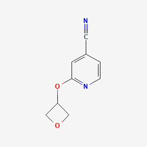 molecular formula C9H8N2O2 B2527123 2-(Oxetan-3-yloxy)pyridine-4-carbonitrile CAS No. 1603176-45-9