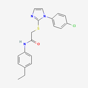 molecular formula C19H18ClN3OS B2527124 2-[1-(4-chlorophenyl)imidazol-2-yl]sulfanyl-N-(4-ethylphenyl)acetamide CAS No. 688337-40-8