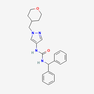 molecular formula C23H26N4O2 B2527131 1-benzhydryl-3-(1-((tetrahydro-2H-pyran-4-yl)methyl)-1H-pyrazol-4-yl)urea CAS No. 1706270-42-9