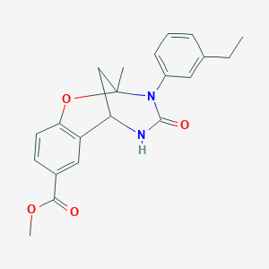 molecular formula C21H22N2O4 B2527133 methyl 3-(3-ethylphenyl)-2-methyl-4-oxo-3,4,5,6-tetrahydro-2H-2,6-methanobenzo[g][1,3,5]oxadiazocine-8-carboxylate CAS No. 899743-19-2
